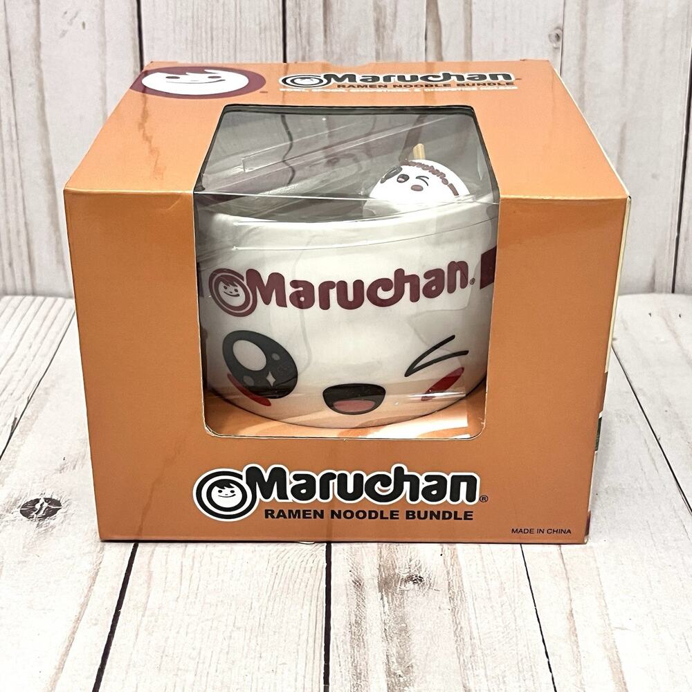 NIB Maruchan Ramen Noodle Bowl Set with Chopsticks Spoon & Chopstick Holder Gift